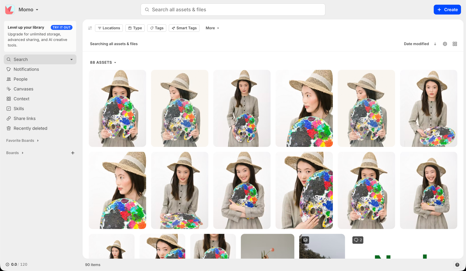 Air's asset library and filtering interface