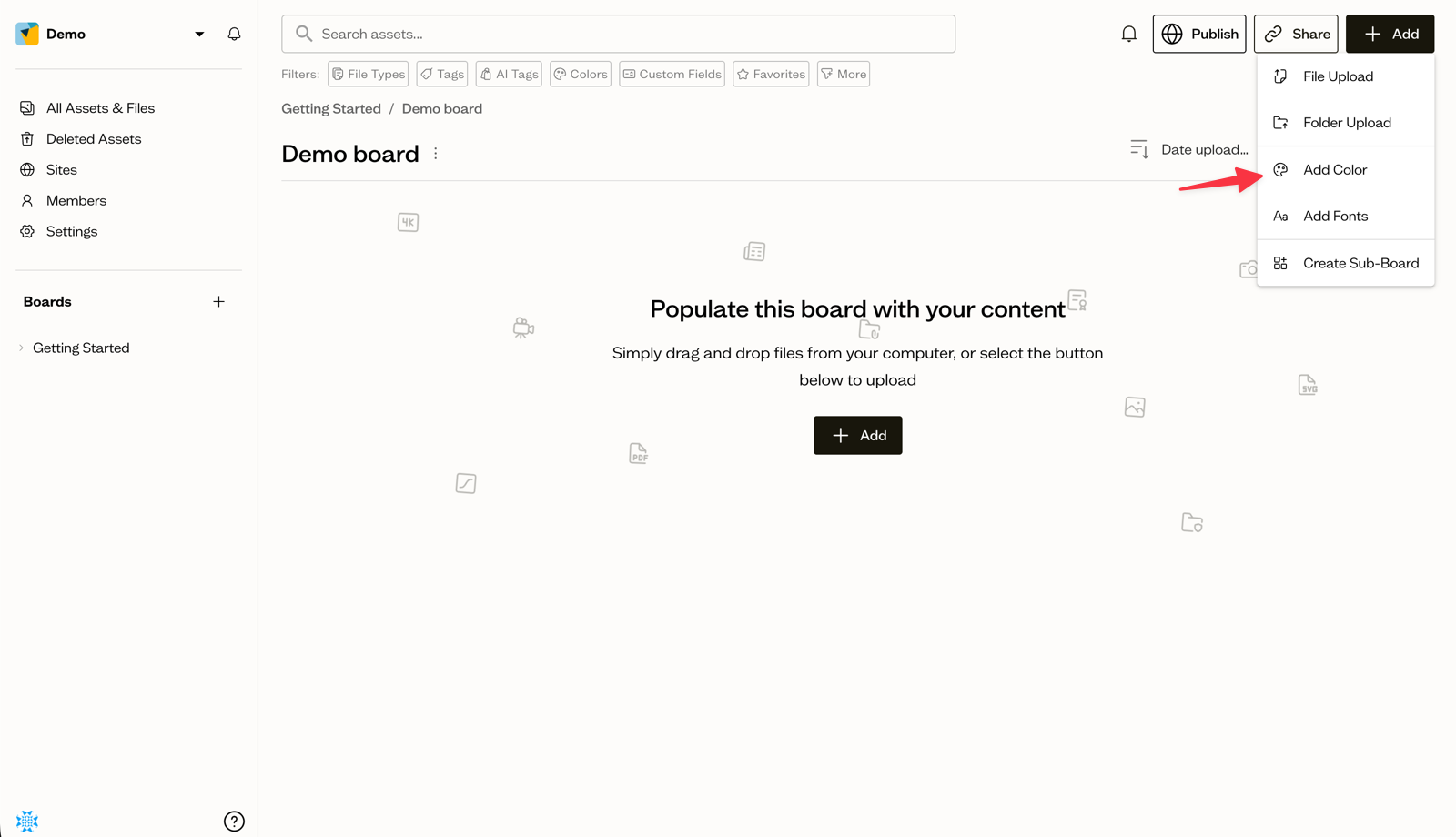 The Add Color dialog