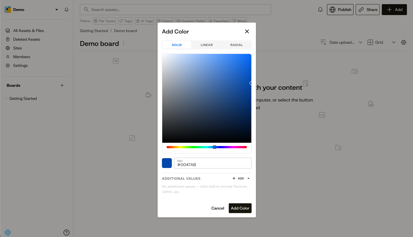The Add Color dialog