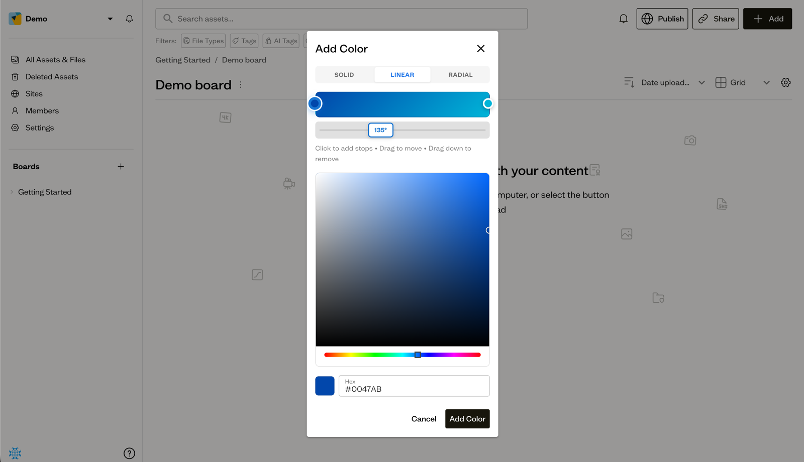 The Add Color dialog