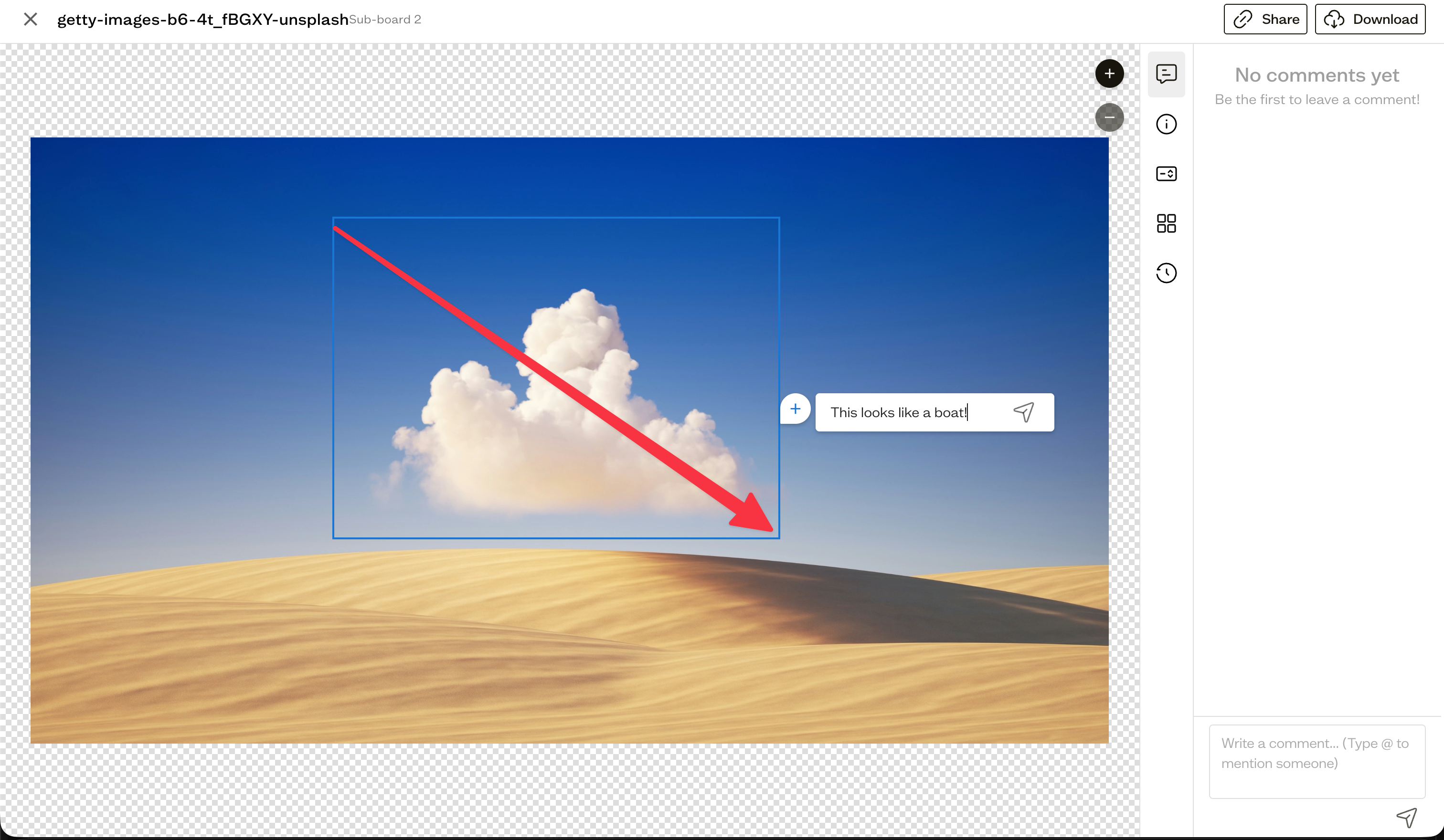 A point annotation on an image