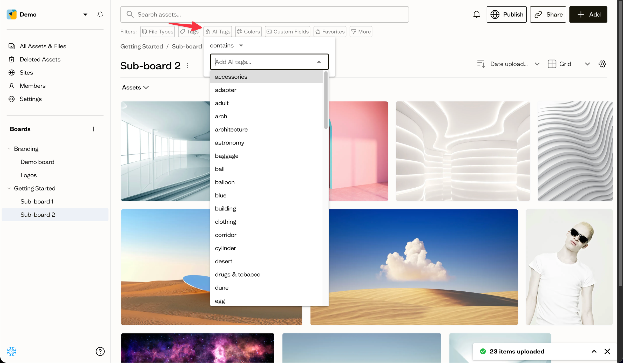 AI Tags shown in the Details tab