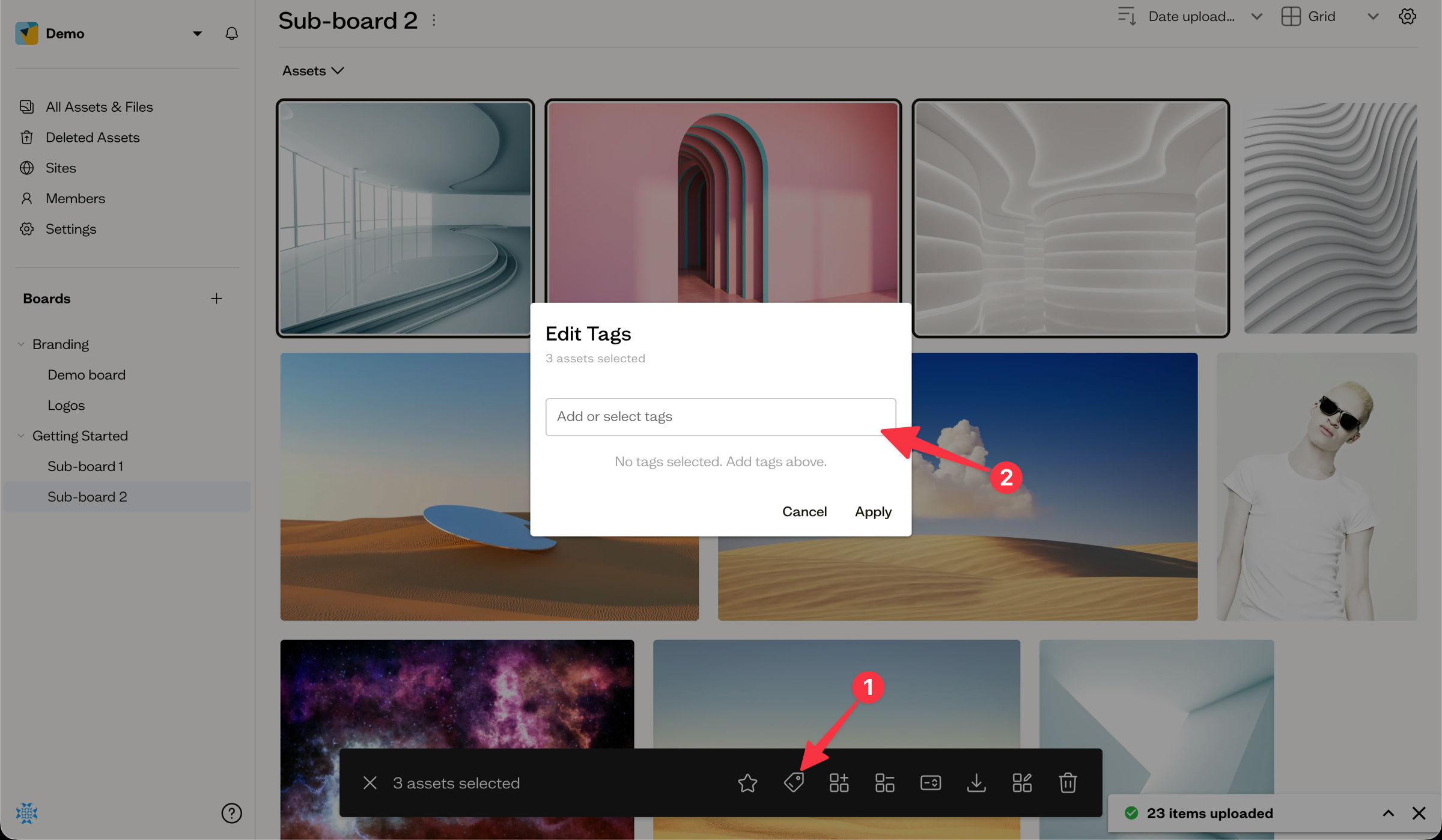 The bulk Edit Tags dialog