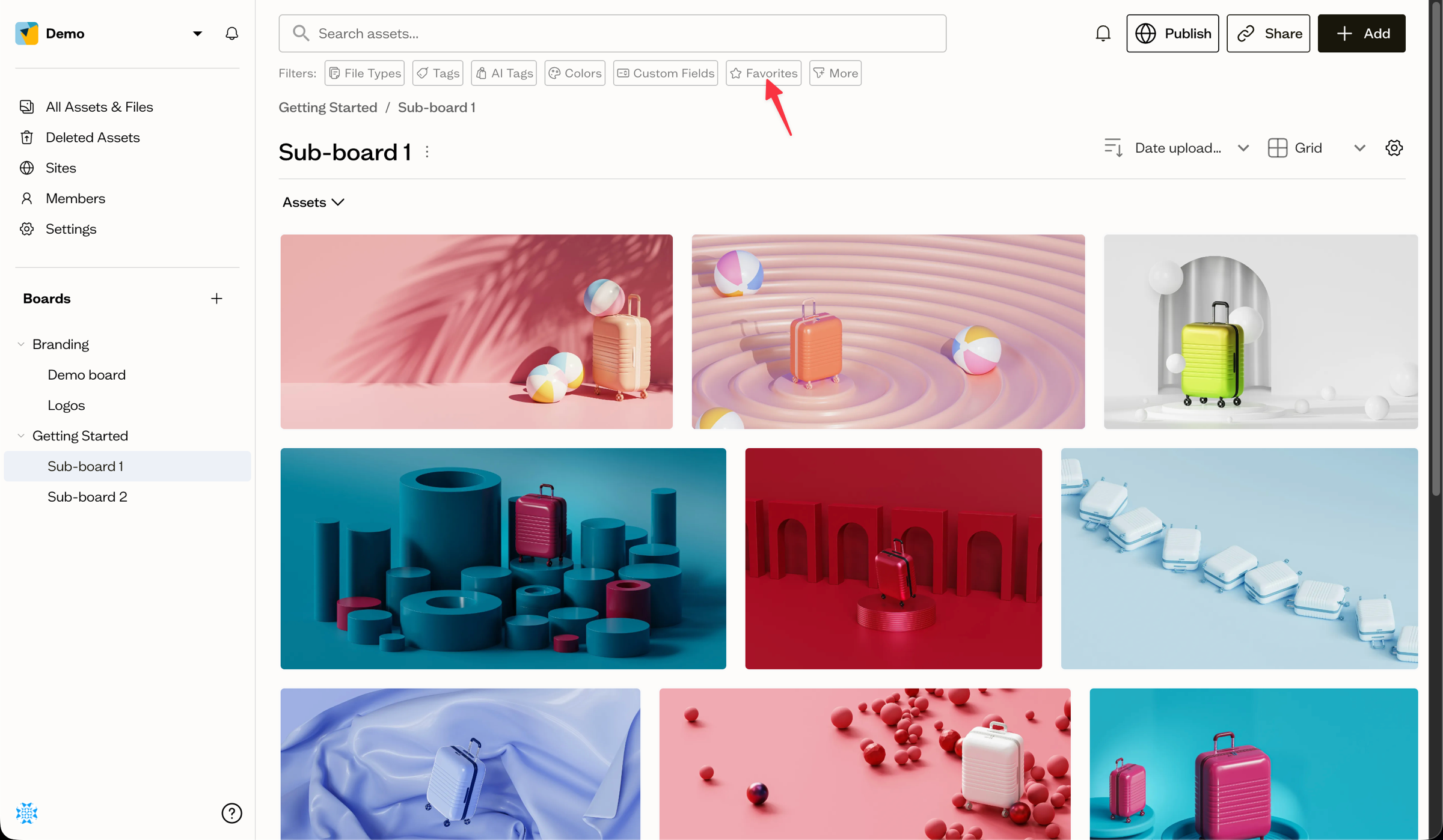 Adding an asset to favorites