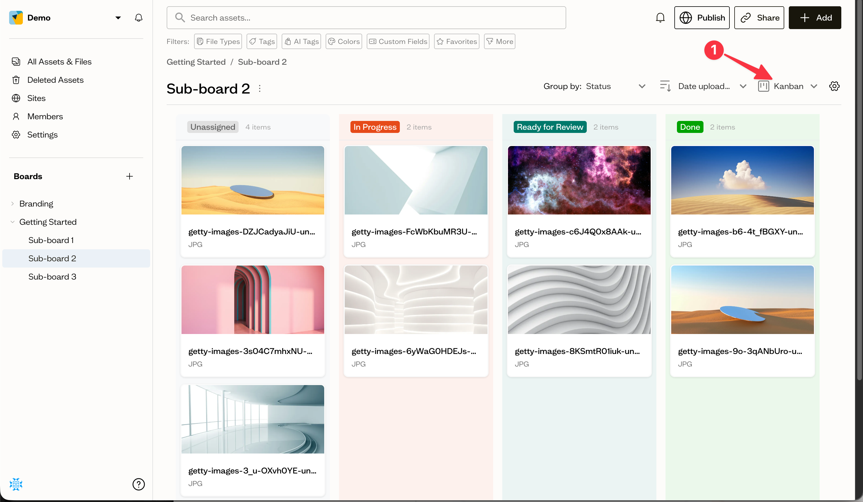 A status field with review stages