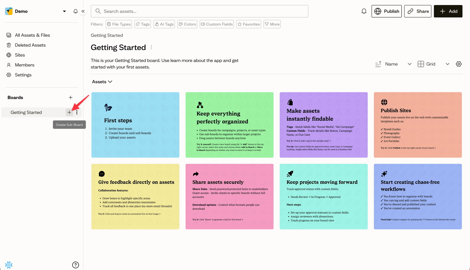 Create a sub-board from the board tree