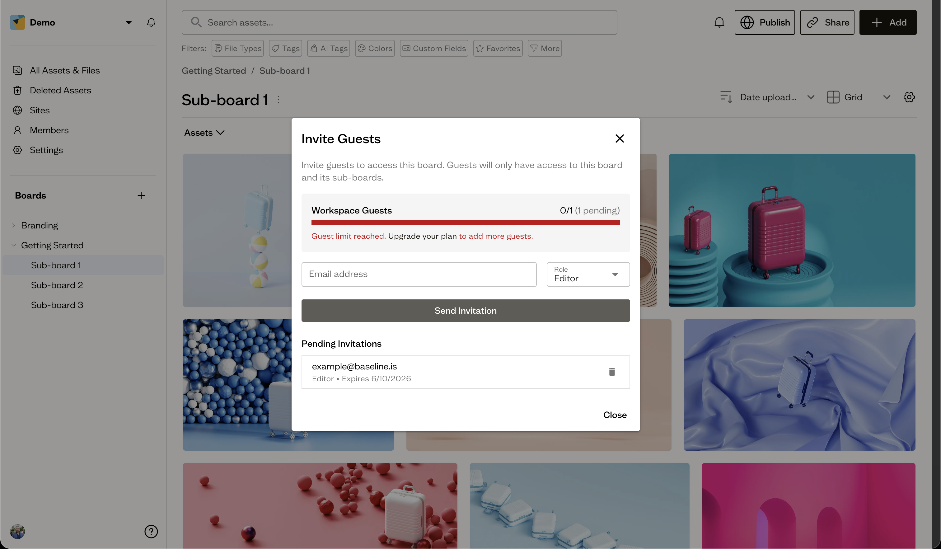 Pending invites in dialog