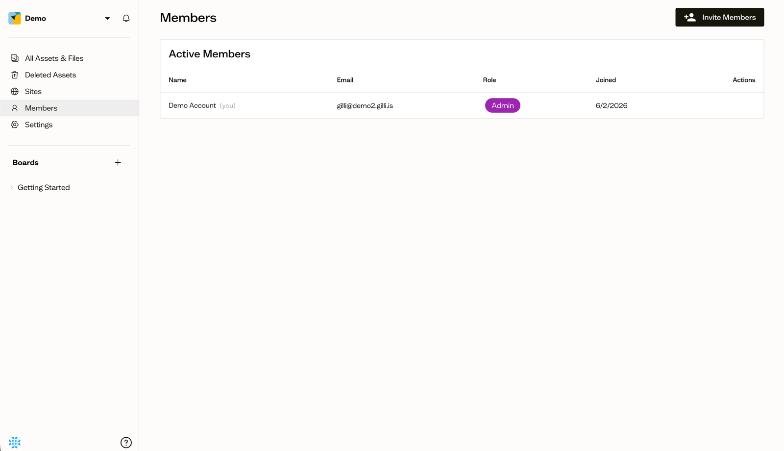 The invite members dialog