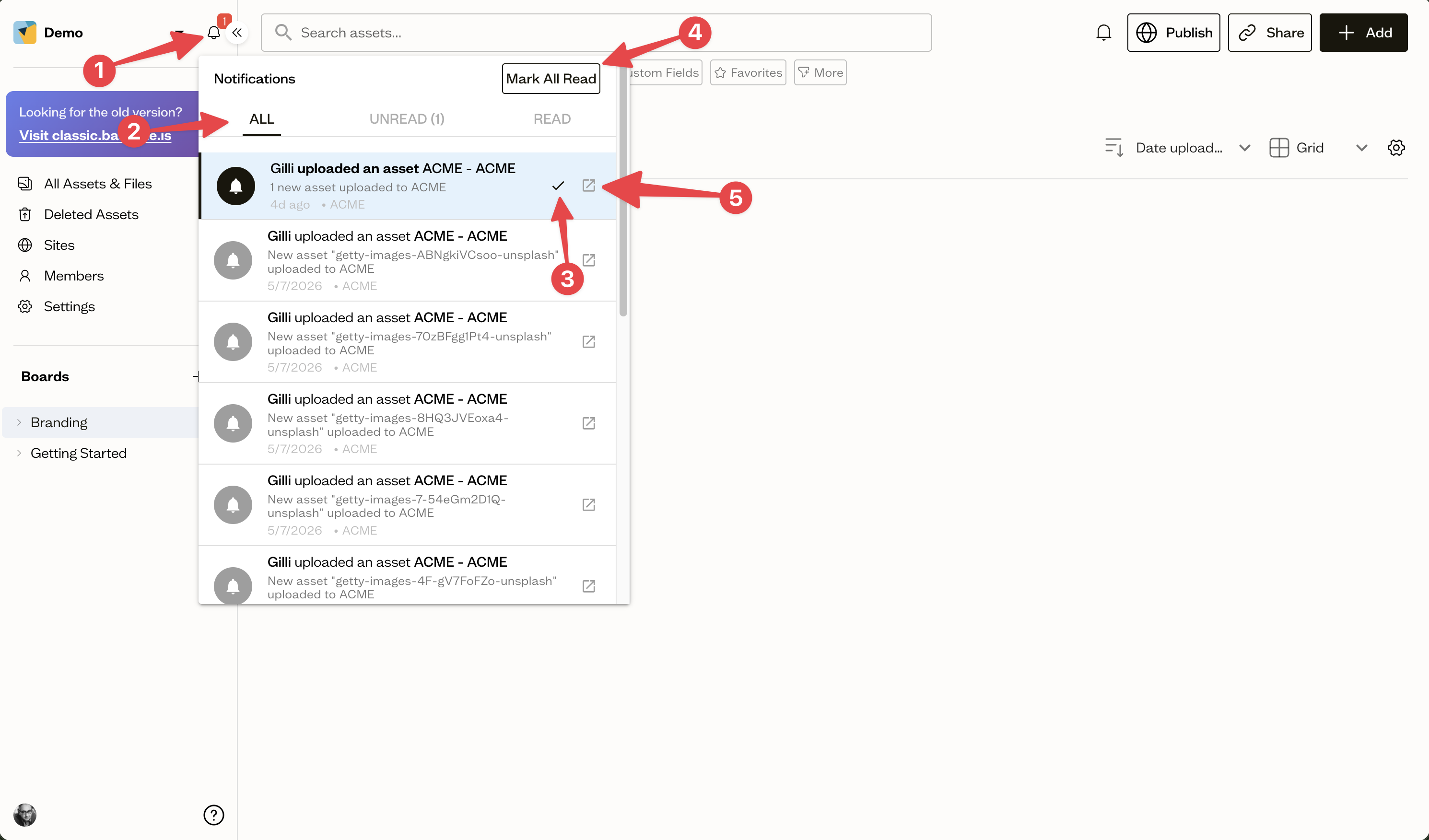 The notifications panel
