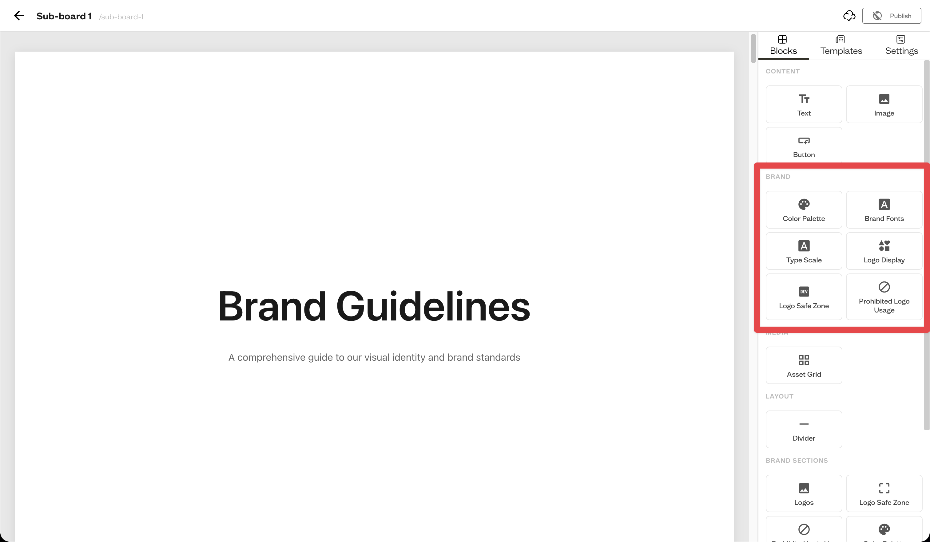 Brand blocks in the editor