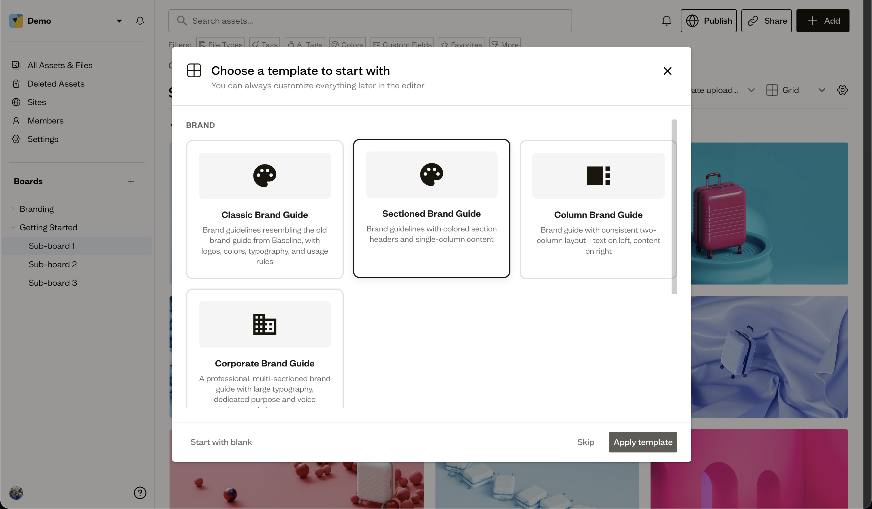 Pick a site template