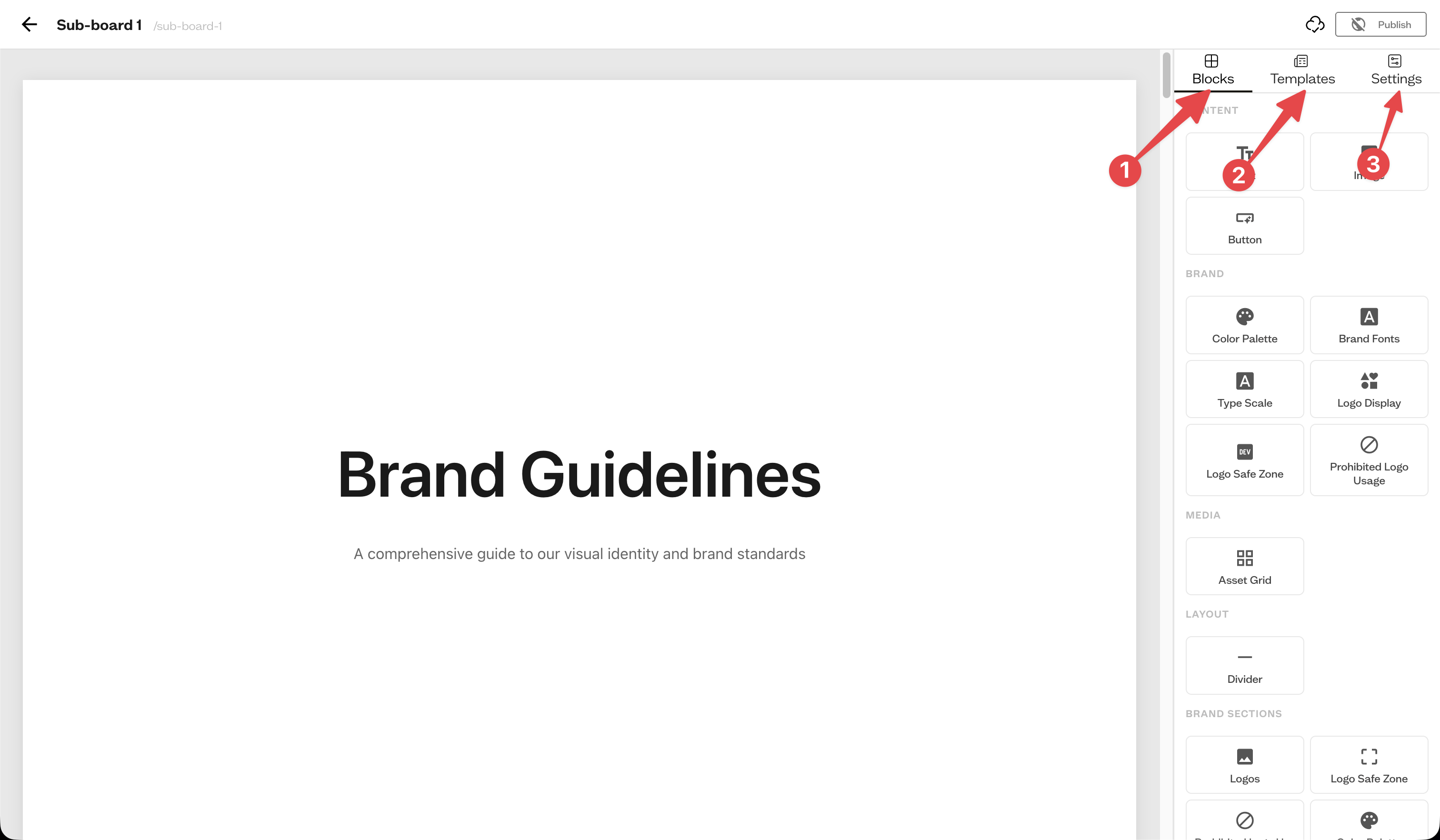 The site editor layout