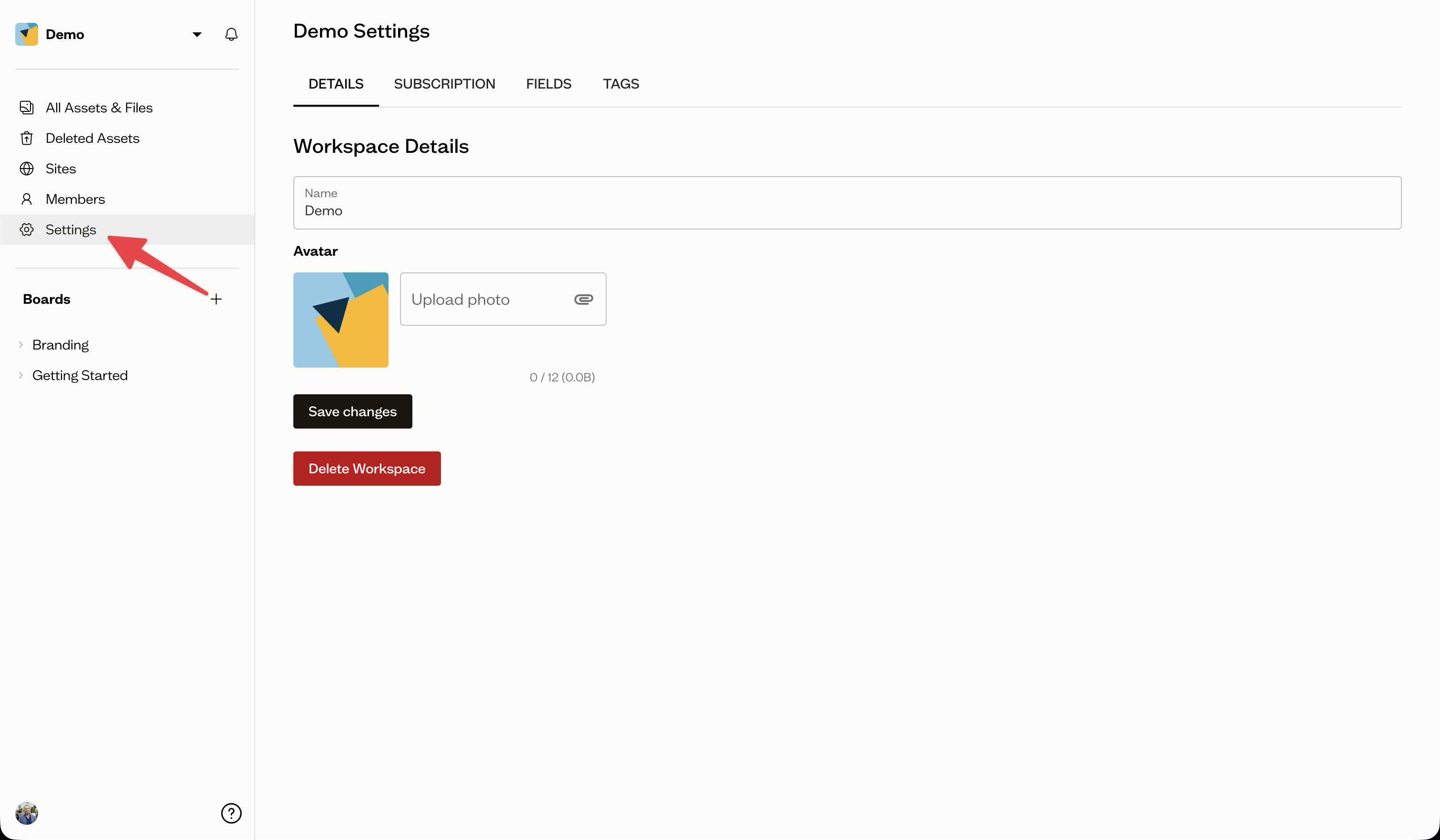 Workspace settings