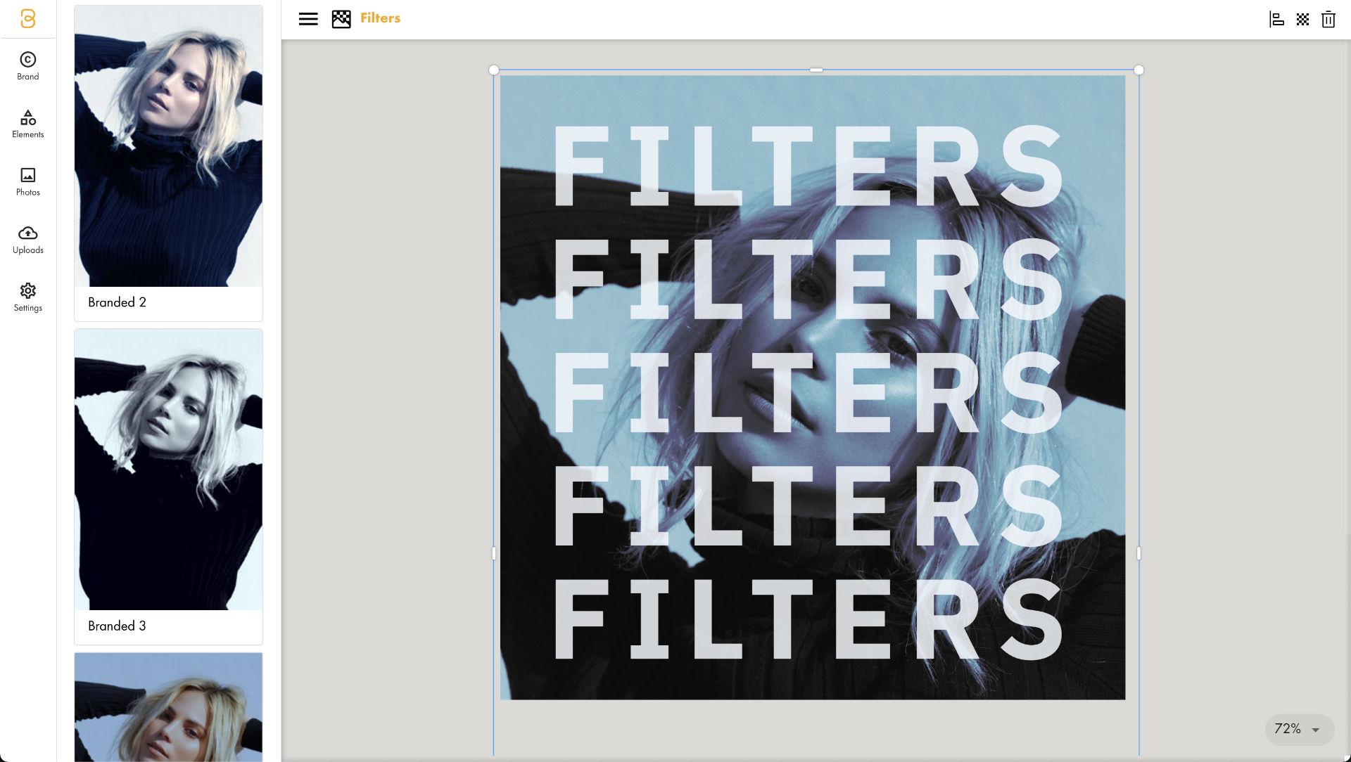 Screenshot of filters in Baseline Studio